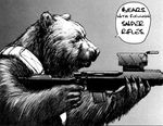  awesome bear black_and_white english_text gun lol monochrome nihei_tsutomu solo weapon 