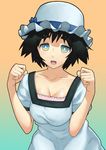  bad_id bad_pixiv_id black_hair breasts cleavage eyebrows gonoike_biwa hat large_breasts shiina_mayuri solo steins;gate 