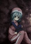  blue_hair hat hunter_x_hunter kurohino ponzu shadow short_hair sitting solo 