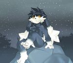  briefs chest_tuft forest klonoa long_ears male night outside parma15 rock solo stars tree underwear winter yellow_eyes 