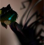  am24 bad_id bad_pixiv_id blue_eyes dark glowing glowing_eyes green_hair hair_over_one_eye hat horror_(theme) shiki_eiki short_hair solo touhou 