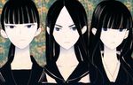  bangs black_hair blunt_bangs character_request close-up extra fargo_(artist) inoue_marina itoshiki_rin japanese_clothes kimono kitsu_chiri long_hair multiple_girls parted_bangs portrait sayonara_zetsubou_sensei school_uniform serafuku 