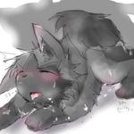  all_fours black blush cum doggy_position drool from_behind gimpaku messy pok&eacute;mon poochena saliva solo tail tongue 