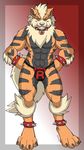  abs animal_ears anthro arcanine bulge canine chest chest_tuft claws collar earrings feet fur furry jax_the_bat jewelry lingerie looking_at_viewer male male_focus muscles nail nintendo nipples no_humans orange personification pok&eacute;mon pokemon pose red_eyes skimpy solo tail team_rocket underwear wristband 