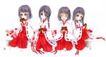  bad_id bad_pixiv_id black_eyes black_hair braid chocolate chocolate_heart fatal_frame fatal_frame_3 happy haro-ru heart japanese_clothes kuze_amane kuze_hisame kuze_minamo kuze_shigure long_hair miko multiple_girls pins short_hair twin_braids 