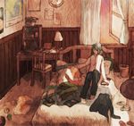  bad_id bad_pixiv_id bed bedroom blonde_hair blue_hair book bookshelf chair desk hair_over_one_eye inazuma_eleven inazuma_eleven_(series) indoors kazemaru_ichirouta lying maico_(a218) male_focus miyasaka_ryou multiple_boys pillow room sleeping window 