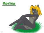  anthro breasts canine female flower furry_wolf furrywolf grass helsy lafille mammal nipples nude outside plain_background solo spring white_background wolf 