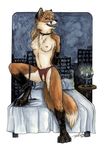  bdsm bed bondage canine chest_tuft city cityscape collar female fox nude solo tail tani_da_real window 