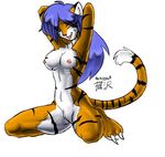  anthro feline female hair kneeling long_hair mammal nekozawa solo tiger unknown_artist 