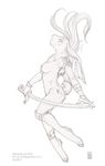  female lagomorph nude piercing rabbit shinigamigirl solo sword tattoo warrior weapon 