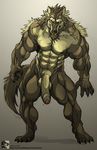  abs balls barazoku canine claws furious hyper male muscles nude penis pinup solo standing uncut werewolf wolf 