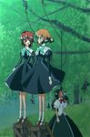  6+girls 7girls brown_hair dead death forest hanging hda magic_knight_rayearth multiple_girls nature red_hair redhead rope 