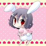  animal_ears black_hair bloomers blush_stickers bunny_ears bunny_tail chibi grin heart inaba_tewi lowres meiya_neon red_eyes smile solo tail touhou underwear 