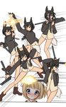  :o animal_ears blush bubble_blowing chewing_gum dominica_s_gentile dual_wielding equilibrium extended_magazine firing gun gunkata hajime_monji haou_airen holding jane_t_godfrey meme multiple_girls muzzle_flash no_pants panties parody trigger_discipline underwear weapon world_witches_series 