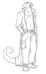  belt boots clothed dragon horns male muscles pants portrait scalie sefeiren sketch solo tail tridke 