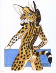  2006 absurd_res back back_dimples brindlette butt feline female glance hi_res nude revealing serval solo terrie_smith 