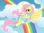  anthro arthropod bloomers blue_eyes butterfly clothing cloud clouds cutie_mark desktop_background dress equine female feral fluttershy_(mlp) flying friendship_is_magic fur hair happy horse hug insect katie_williamson lagomorph mammal my_little_pony pegasus pink_hair pony rabbit rainbow shoes sky wings yellow yellow_fur 