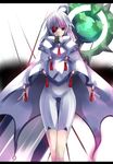  ahoge blazblue daiaru eyepatch highres long_hair nu-13 red_eyes silver_hair solo 