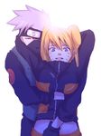  blonde_hair blue_eyes grab grabbing hatake_kakashi micha_egg naruko naruto uzumaki_naruto white_hair 