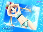  akizuki_tsukasa aqua bikini blonde_hair blue_eyes minami_rin sky swimsuit twintails water 