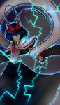  am24 bad_id bad_pixiv_id blue_hair bow capelet closed_eyes electricity hat hat_bow highres nagae_iku shawl short_hair solo touhou 