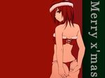  christmas coffee-kizoku original panties red red_eyes red_hair santa_costume short_hair underwear 