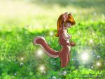  4:3 blue_eyes bracelets breasts chipmunk copyright_request dr_comet ears female furry grass green hair micro nature navel nipples nude outdoors ponytail rodent solo spring tail wallpaper 