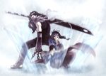  2boys bad_id bandana bandanna haku haku_(naruto) kubikirihouchou kunai mask momochi_zabuza multiple_boys naruto ninja pixiv(129542) shinobi sword weapon 