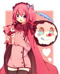  bad_id bad_pixiv_id cape charlotte_(madoka_magica) dress hairband hikagexx mahou_shoujo_madoka_magica personification pink_eyes pink_hair polka_dot short_hair short_twintails sleeves_past_wrists solo thighhighs twintails zettai_ryouiki 