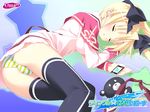  blonde_hair kannagi_rei misa_brigitta_cristelis panties seifuku sleeping striped_panties thighhighs twinkle_crusaders twintails underwear 