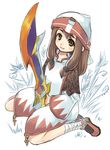  1girl brown_hair clavat final_fantasy final_fantasy_crystal_chronicles smile solo sword weapon 