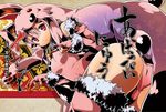  \n/ animal_costume ass bunny_costume chinese_zodiac detached_sleeves dutch_angle fingerless_gloves fur_trim gloves leotard original pink_hair pink_legwear red_eyes solo thighhighs year_of_the_rabbit yuuzii 