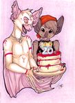  2007 albino bandanna bat birthday black_eyes blue_eyes bone brown cake clothed collar couple cute female food heterochromia holly_massey leaf_nosed_bat male markings open_mouth pink_eyes skade skull spiked_collar spots tongue tongue_out unknown_character white wings 