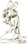  2001 kneeling lagomorph nude rabbit sketch solo xianjaguar 