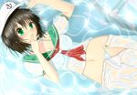  bad_id bad_pixiv_id black_hair blush breasts cleavage green_eyes groin hat medium_breasts midriff murasa_minamitsu navel no_panties open_fly sailor sailor_hat see-through solo toranashi touhou unzipped water 