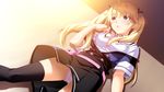  blonde_hair blue_eyes game_cg grisaia_(series) grisaia_no_kajitsu highres matsushima_michiru panties school_uniform seifuku solo thighhighs twintails underwear watanabe_akio 