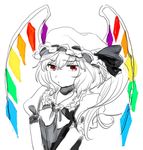  face flandre_scarlet hat partially_colored pout red_eyes side_ponytail sketch solo touhou upper_body wings wtuw 