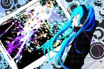  aqua_hair black_jacket hatsune_miku headphones i_saw_a_dream(song) jacket mujun_(zipper) pixiv_thumbnail resized teal_hair vocaloid 