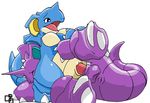  balls blue butt claws female horns male nidoking nidoqueen penetration penis pok&eacute;mon scalie sex straight tail tensor vaginal vaginal_penetration 