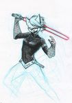  armband belt crosshatching female gloves lightsaber riftryu sarah_&quot;midnight&quot;_freeman sith sketch solo swordplay tight_clothing weapon 
