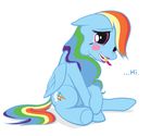  blue blush embarrassed equine female feral friendship_is_magic hair horse lipstick makeup mammal multi-colored_hair my_little_pony pegasus plain_background pony rainbow_dash_(mlp) rainbow_hair red_eyes solo unknown_artist white_background wings 