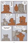  artdecade bear bed bedroom big_muscles canine comic english_text erection gay grizzly_bear male mammal masturbation muscles only_if_you_kiss penis text uncut what wolf 