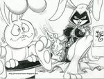  breasts bunny bunny_raven carrot crossover dc dickgirl disney greyscale hat intersex lagomorph male mammal monochrome penis pixar plain_background rabbit raven raven_(teen_titans) rlg teen_titans unknown_artist white_background 