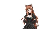  animal_ears brown_hair dress horo long_hair spice_and_wolf wolfgirl 