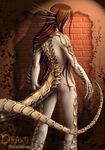  armor dragon drako female hair nude scalie solo spikes tail 