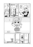  :3 animal_ears bag bunny_ears cat_ears chibi comic dancing greyscale hoshino_souichirou kochiya_sanae monochrome multiple_girls reisen_udongein_inaba shopping_bag table touhou translated 