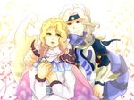  1boy 1girl armor blonde_hair blue_eyes cape cecil_harvey couple female final_fantasy final_fantasy_iv final_fantasy_iv_the_after green_eyes headband husband_and_wife korin24 long_hair male robe rosa_farrell shoulder_pads silver_hair 