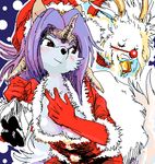  bell blush canine cosplay dragon female harami horns legend_of_mana oekaki scalie sierra vadise wolf xmas 