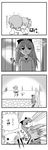  4koma comic greyscale highres hug kaname_madoka kyubey mahou_shoujo_madoka_magica miki_sayaka monochrome multiple_girls sakura_kyouko school_uniform slapping tengaron_gentleman translated yanagihara_tantoui 