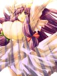  breasts breasts_outside hirowa_nagi huge_breasts long_hair patchouli_knowledge purple_eyes purple_hair royal_flare solo touhou 